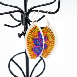 Large multicolored mandala earrings