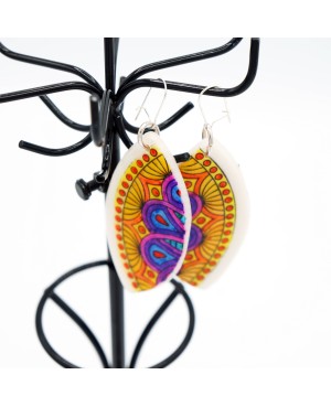 Large multicolored mandala earrings Handcrafted earrings