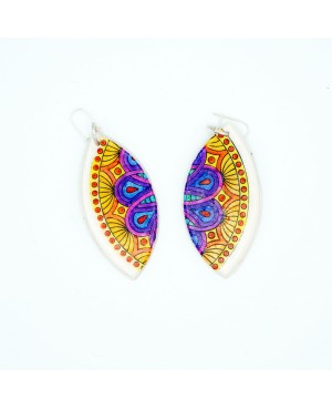 Large multicolored mandala earrings Handcrafted earrings