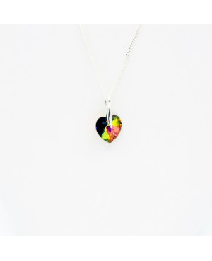 Green heart pendant with multicolored reflections Heart pendants