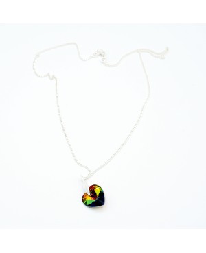 Green heart pendant with multicolored reflections Heart pendants