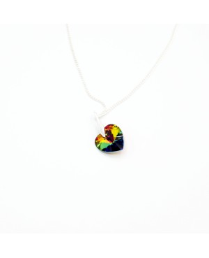 Green heart pendant with multicolored reflections Heart pendants