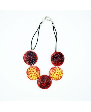 Collier rouge gribouillis jaunes et noirs Colliers ras-le-cou