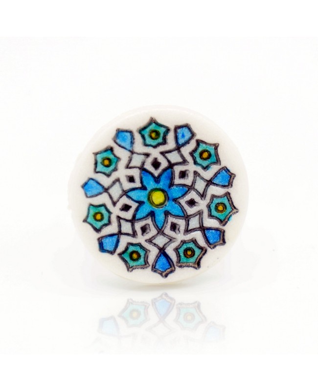 Bague mandala bleu et turquoise