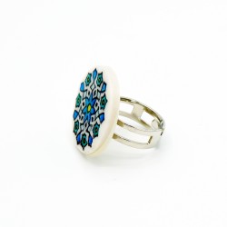 Blue and Turquoise Mandala Ring