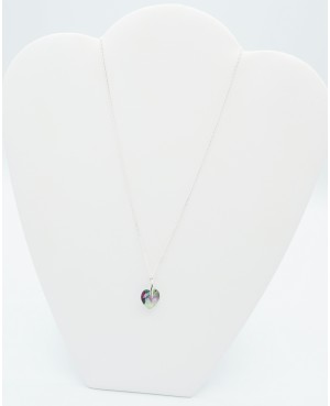 Pendentif coeur vert transparent avec des reflets roses Pendentifs coeur