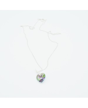 Transparent Green Heart Pendant with Pink Highlights Heart pendants