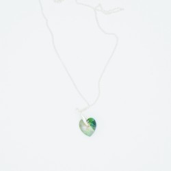 Transparent Green Heart Pendant with Pink Highlights