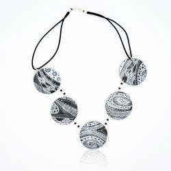 Handmade black and white mid-length necklace