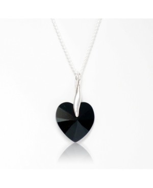 Collier coeur et puces d'oreilles noirs Parures