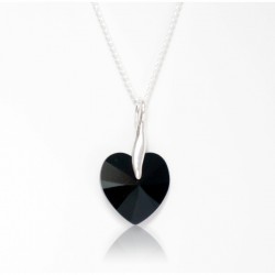 Heart-shaped necklace and black earrings
