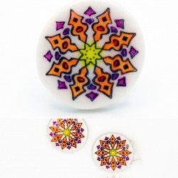 Mandala orange and purple earrings and ring