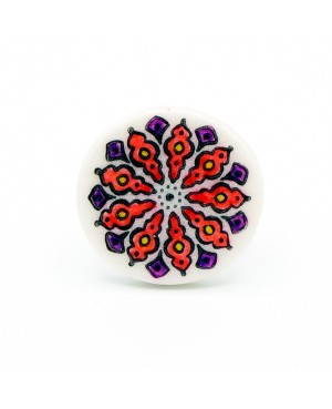 Bague mandala rouge et violet Bagues gourmandes et en pâte polymère