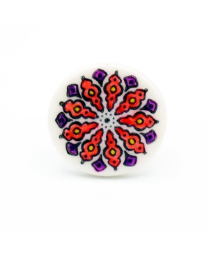Bague mandala rouge et violet Bagues gourmandes et en pâte polymère