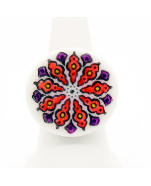 Bague mandala rouge et violet Bagues gourmandes et en pâte polymère