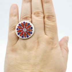 Red and purple mandala ring