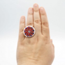 Red and purple mandala ring