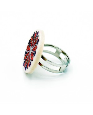 Bague mandala rouge et violet Bagues gourmandes et en pâte polymère