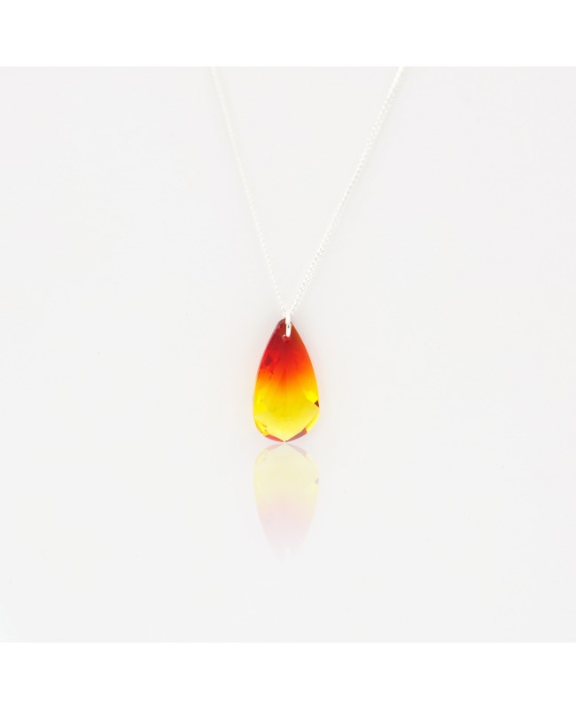 Pendentif larme jaune et rouge