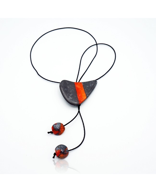 Large Black and Orange Necklace