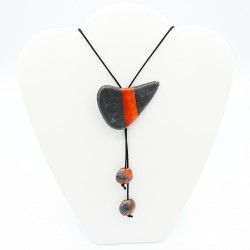 Large Black and Orange Necklace