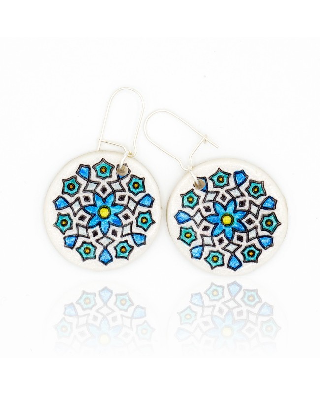 Boucles d'oreilles mandalas bleu et turquoise