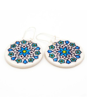 Mandala earrings in blue and turquoise Handcrafted earrings