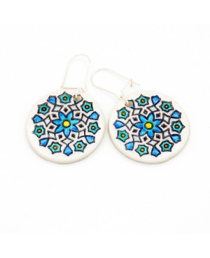 Boucles d'oreilles mandalas bleu et turquoise Boucles d'oreilles artisanales (fait-main)