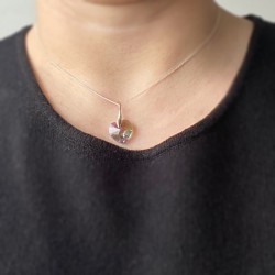 Transparent Green Heart Pendant with Pink Highlights