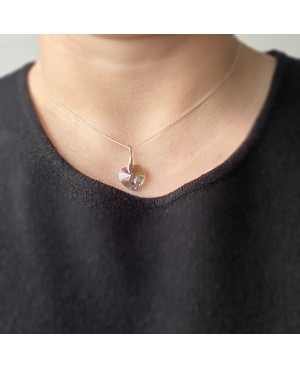 Transparent Green Heart Pendant with Pink Highlights Heart pendants