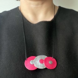 Long silver and pink necklace
