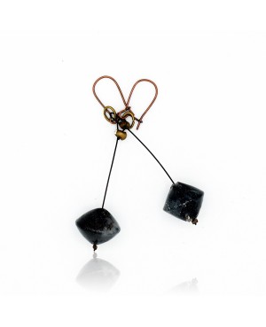 Parure collier, bracelet et boucles d'oreilles en argile polymère noir et orange Parures