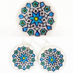 Earrings and ring, turquoise and blue mandala