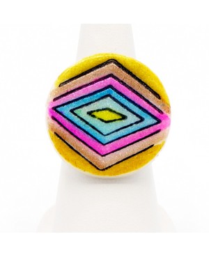 Bague losanges multicolores Bagues gourmandes et en pâte polymère