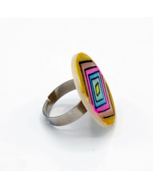 Bague losanges multicolores Bagues gourmandes et en pâte polymère