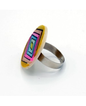 Bague losanges multicolores Bagues gourmandes et en pâte polymère