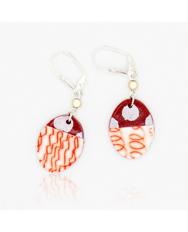 Boucles d'oreilles rouges et blanches