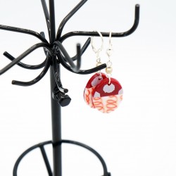 Red and white earrings