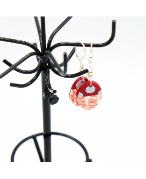Red and white earrings Handcrafted earrings