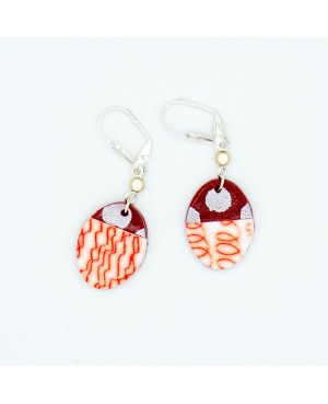 Red and white earrings Handcrafted earrings