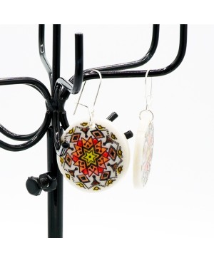 Boucles d'oreilles mandalas marron, orange, rouge et jaune Boucles d'oreilles artisanales (fait-main)