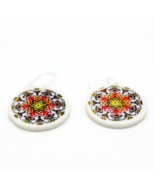 Brown, orange, red, and yellow mandala earrings Handcrafted earrings