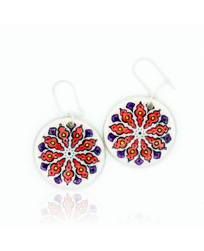 Boucles d'oreilles mandalas rouges et violets