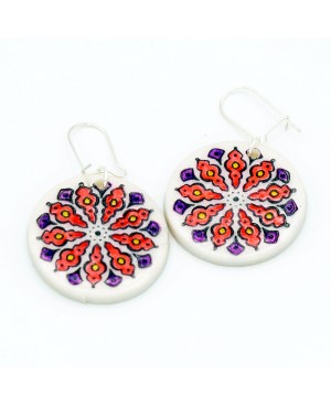 Red and purple mandala earrings Handcrafted earrings