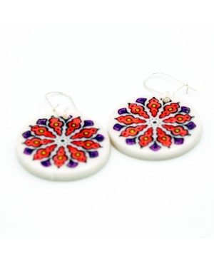 Red and purple mandala earrings Handcrafted earrings