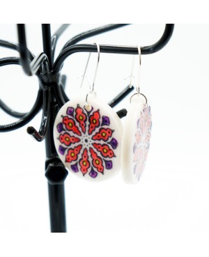 Red and purple mandala earrings Handcrafted earrings