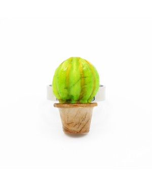 Bague ajustable cactus rond Bagues gourmandes et en pâte polymère