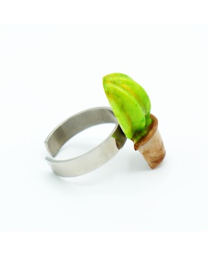 Bague ajustable cactus rond Bagues gourmandes et en pâte polymère