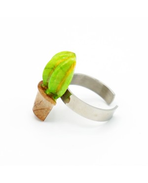Bague ajustable cactus rond Bagues gourmandes et en pâte polymère