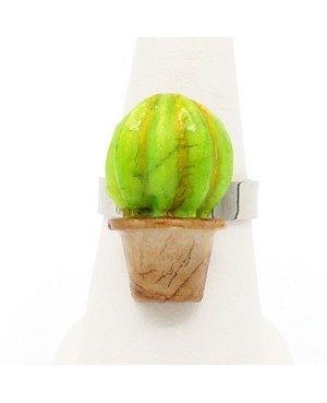 Bague ajustable cactus rond Bagues gourmandes et en pâte polymère